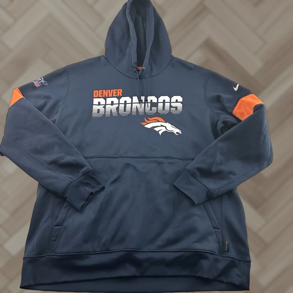 Nike Nike On Field Denver Broncos Pullover Hoodie Sweatshirt Men's XL Blue Size US XL / EU 56 / 4 - 1 Thumbnail