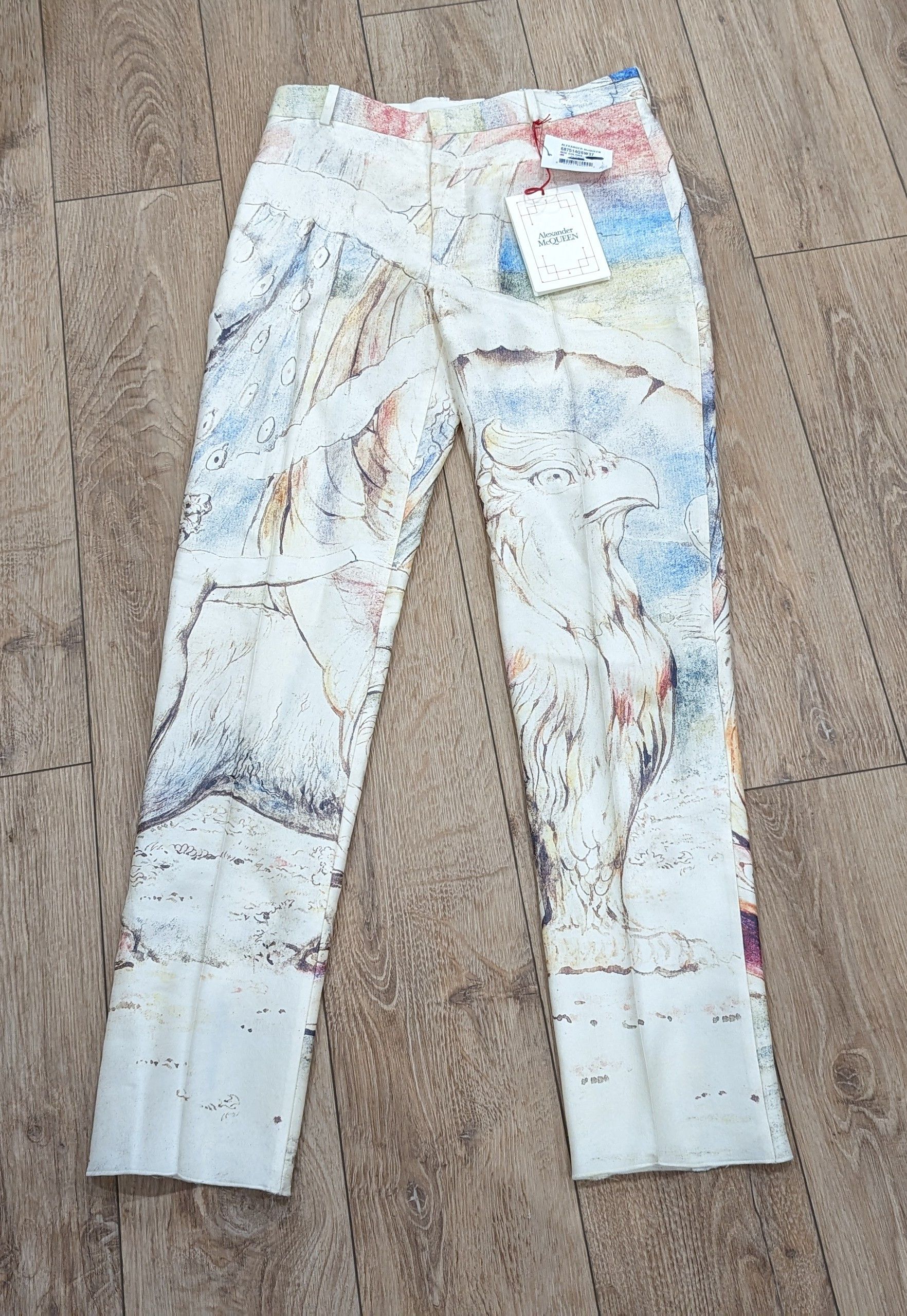 image of Alexander Mcqueen "william Blake" Wool/silk Trousers Us 32, Men's