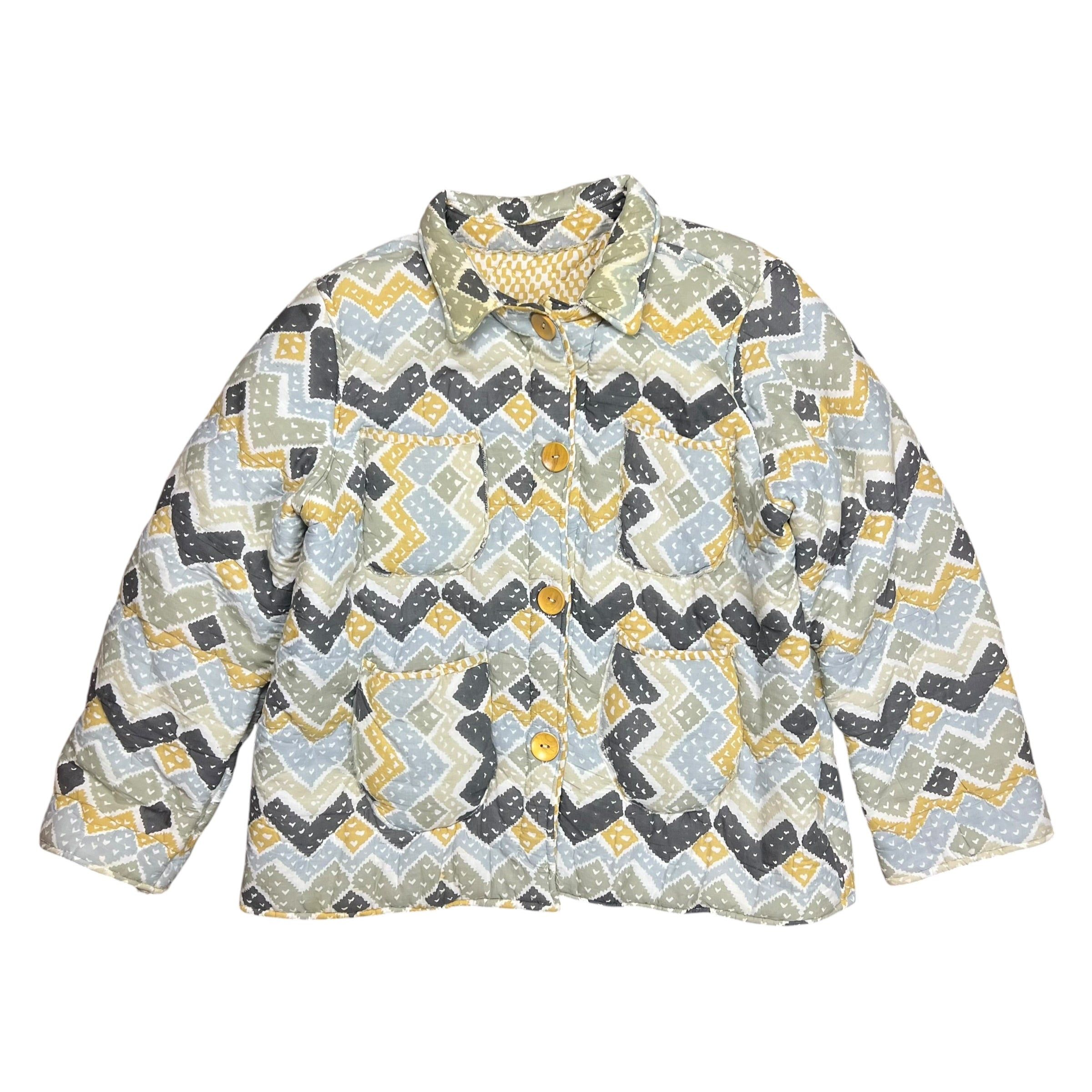 Vintage Vintage Handmade Quilted Chevron Button-up Chore Jacket - XL Size US XL / EU 56 / 4 - 1 Thumbnail