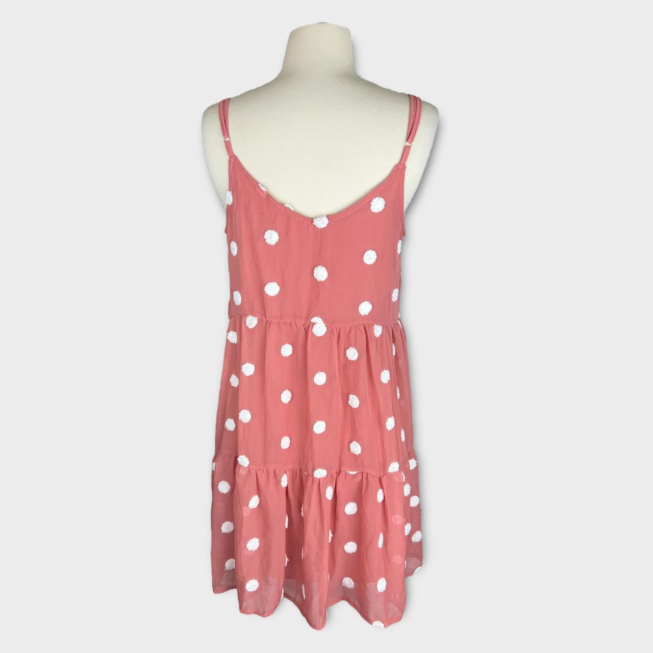 Macys Mine | Women's Textured Swiss Dot Mini Dress Apricot | Small Size S / US 4 / IT 40 - 8 Thumbnail