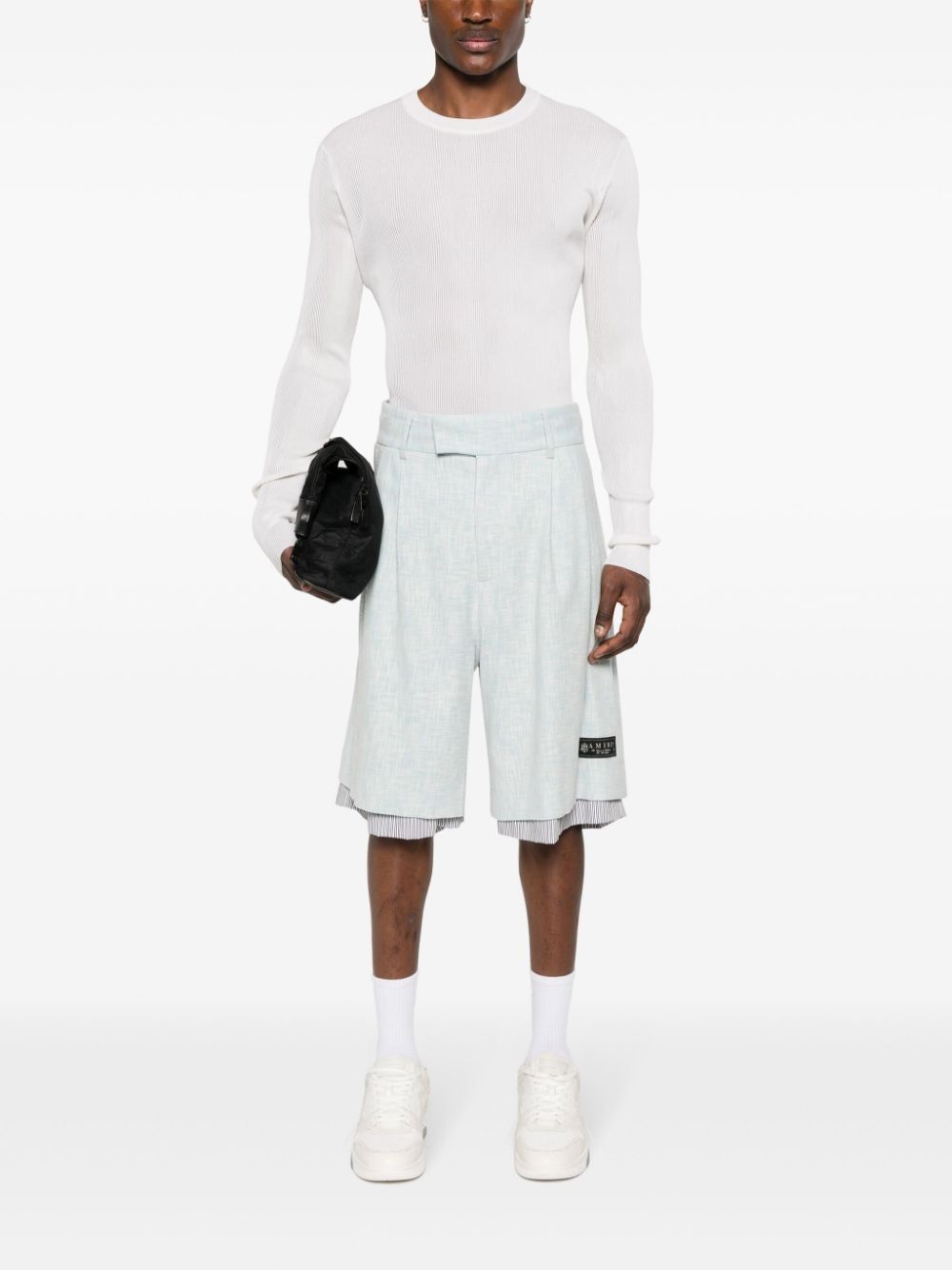 Amiri oc11z0525 Cross Hatch Layered Skater Short in Gray Dawn Size US 34 / EU 50 - 2 Thumbnail
