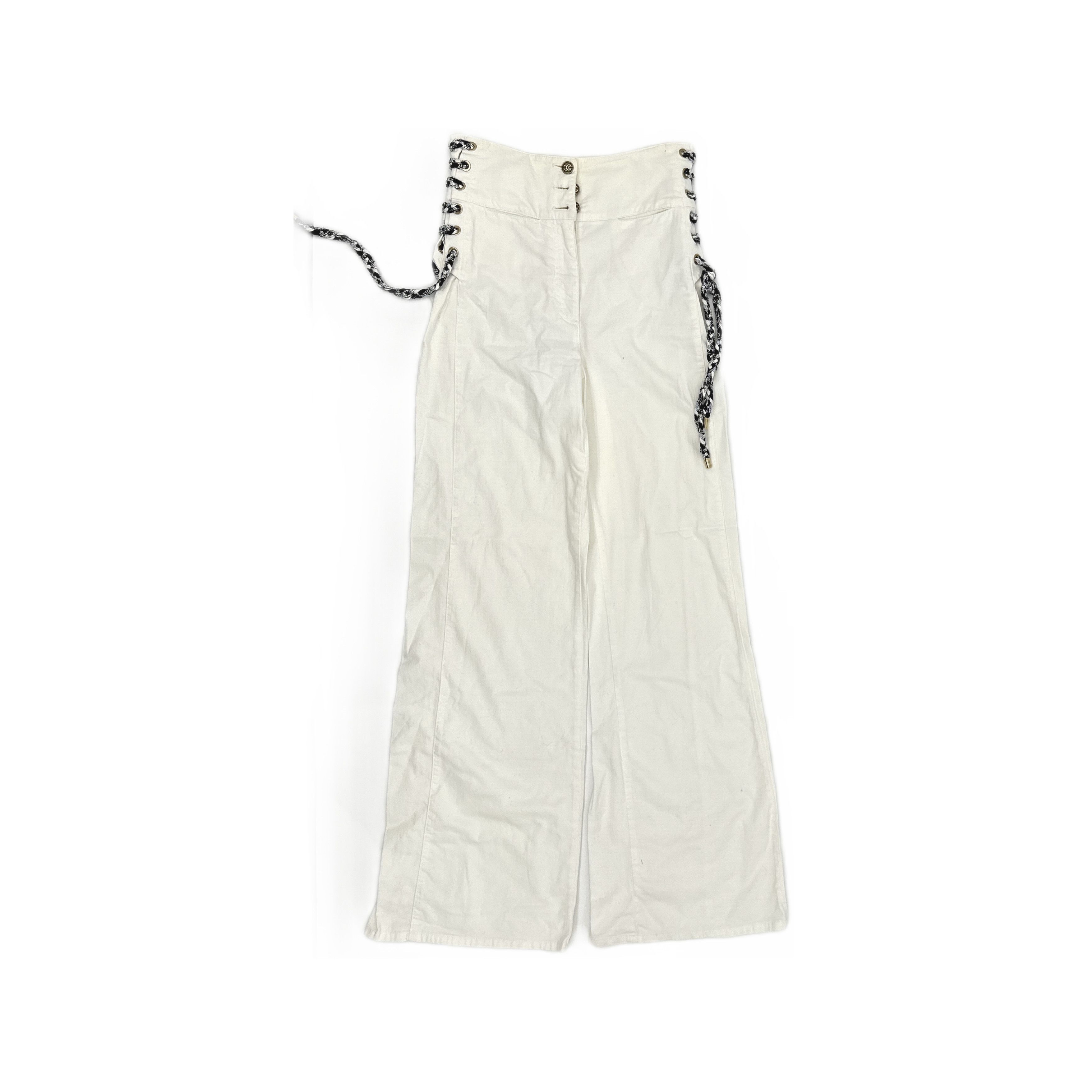 Chanel Chanel White Chain Detail Pants Size 38 Size 27" / US 4 / IT 40 - 1 Thumbnail