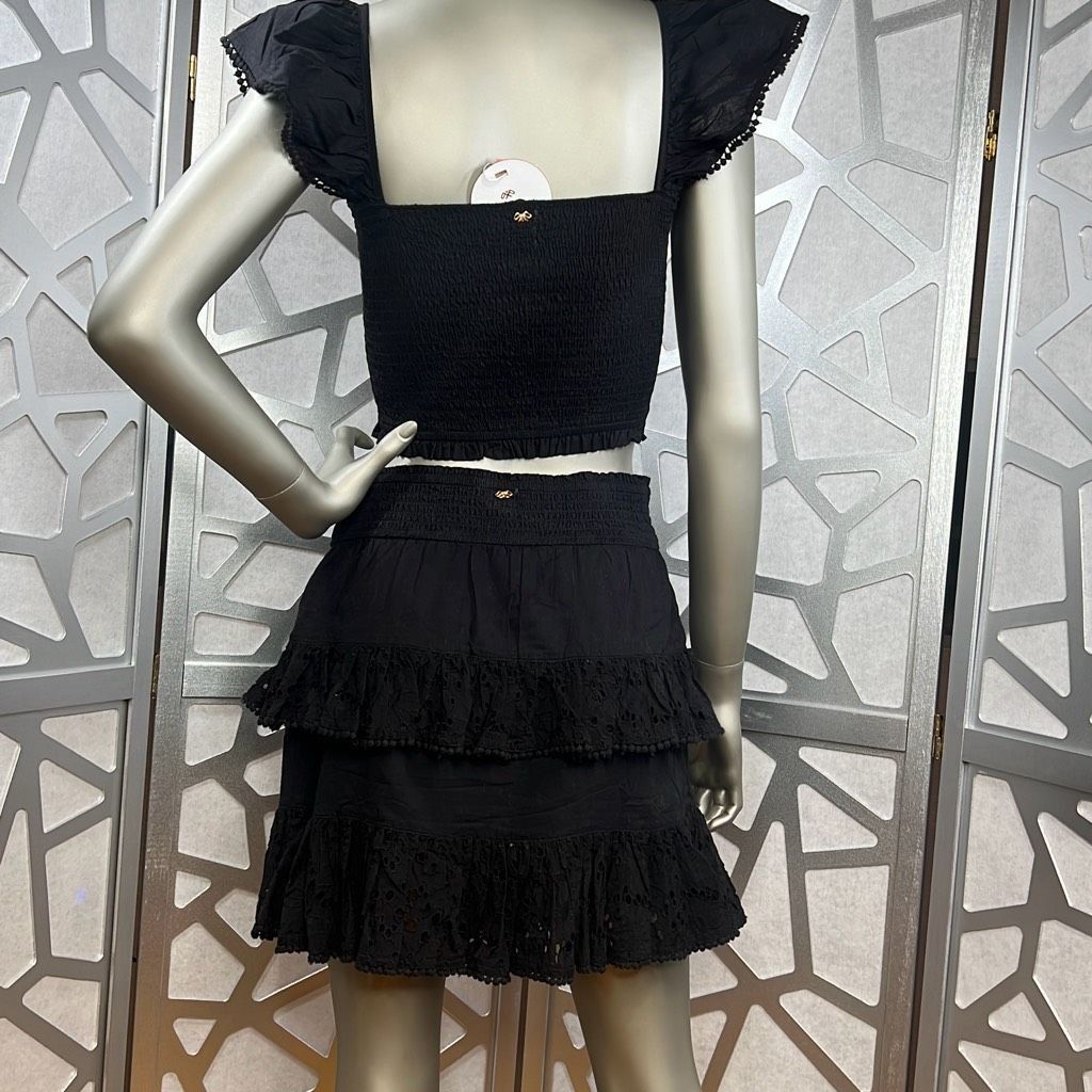 Topshop PQ Swim Midnight Ari Eyelet Top and Tired Mini Skirt NWT XS S (005) Size S / US 4 / IT 40 - 10 Thumbnail