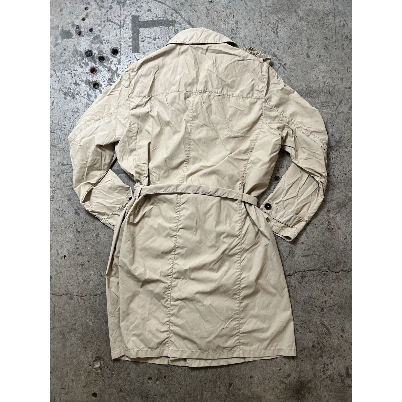 Prada Womens PRADA Jacket Nylon Trench Coat Zip Coat Beige Belt Size L / US 10 / IT 46 - 2 Thumbnail