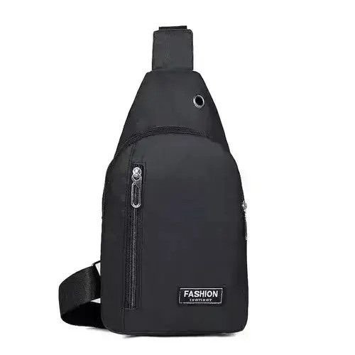 Black Oxford Cloth Single Shoulder Crossbody Bag, Men's