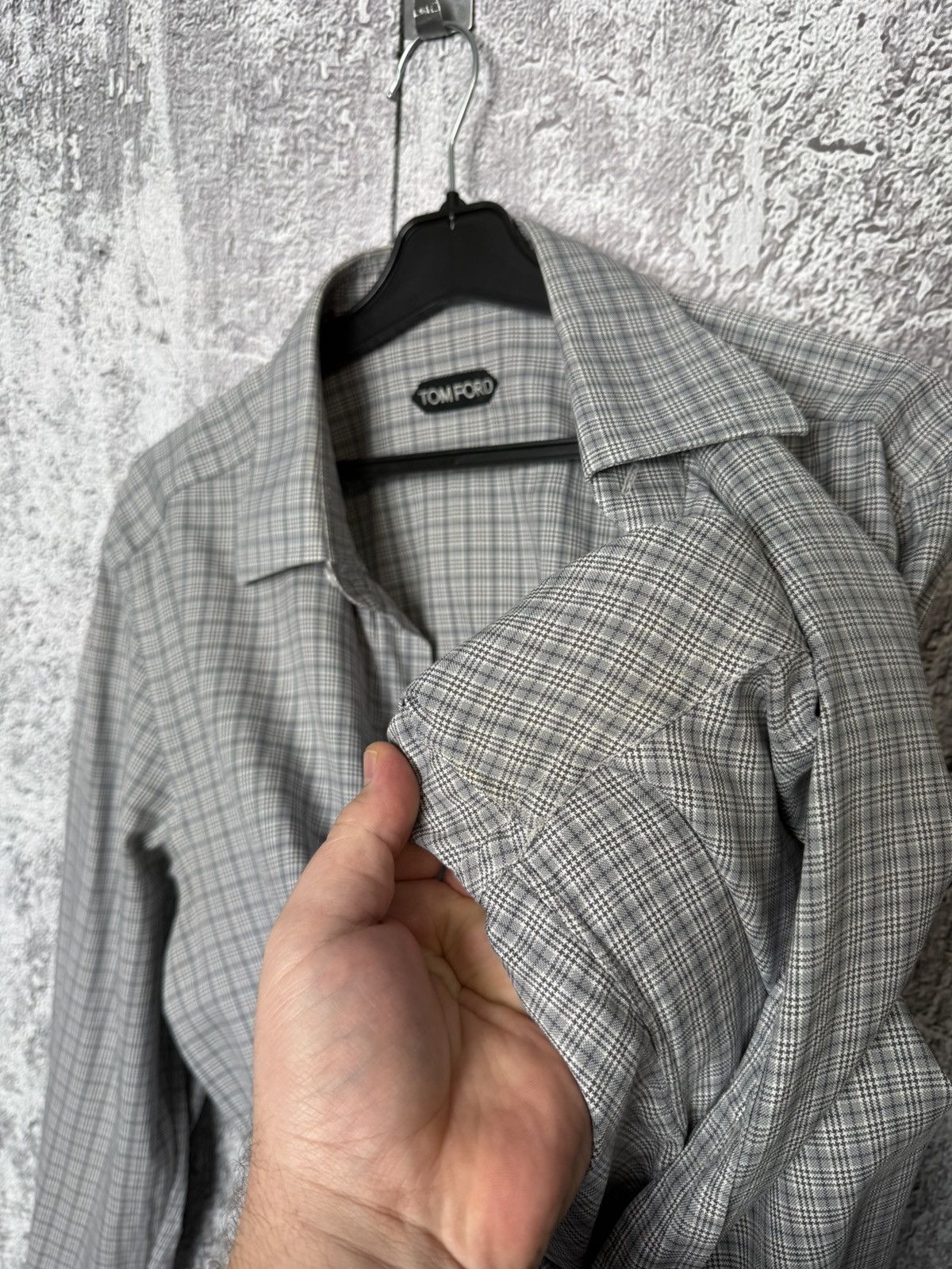 Tom Ford Tom Ford 94S1JE Grey Plaid Button Up Shirt Long Sleeve Men’s Size US L / EU 52-54 / 3 - 18 Thumbnail