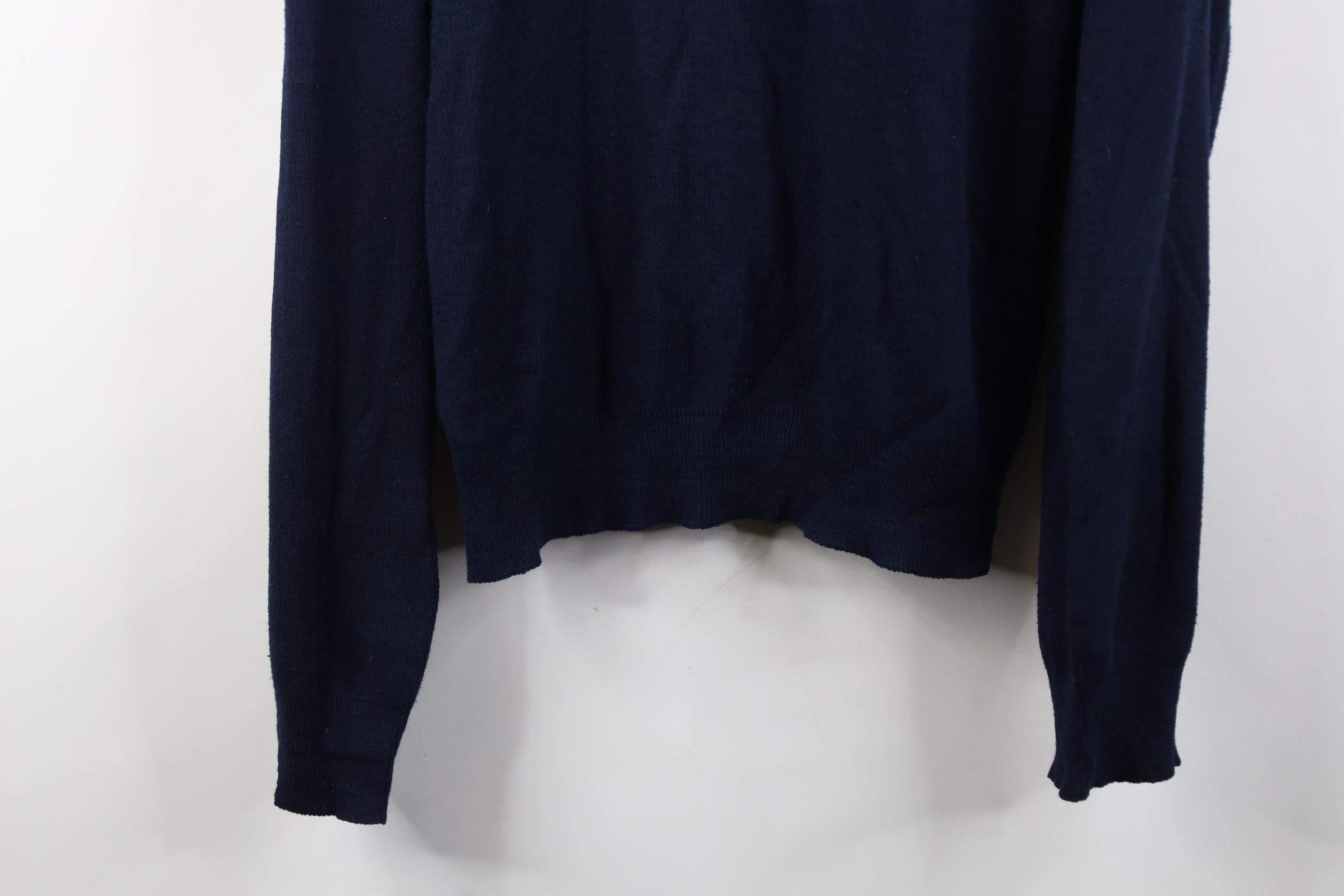 Vintage Vintage 70s Streetwear Blank Knit V-Neck Sweater Navy Blue Size US XL / EU 56 / 4 - 3 Thumbnail