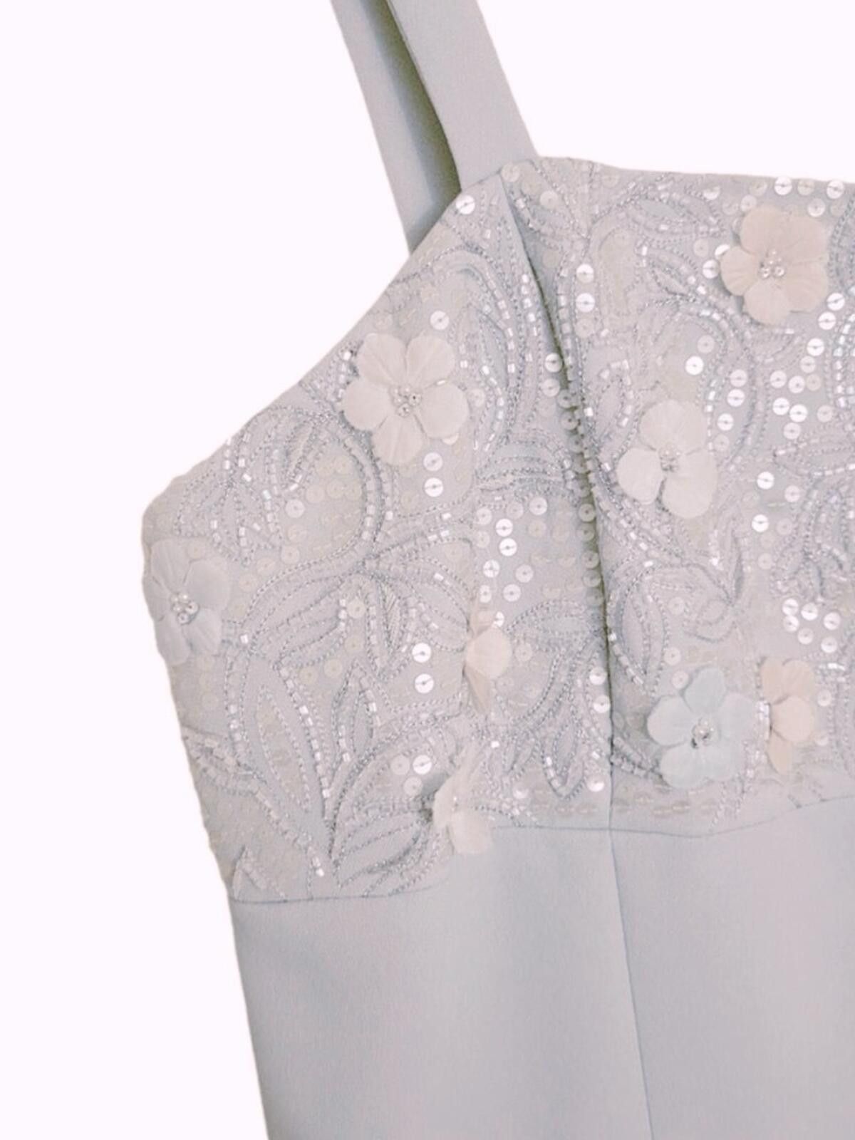 Unknown London Elegant Light Blue Sleeveless Dress with Floral Lace Bodice Size M / US 6-8 / IT 42-44 - 4 Thumbnail