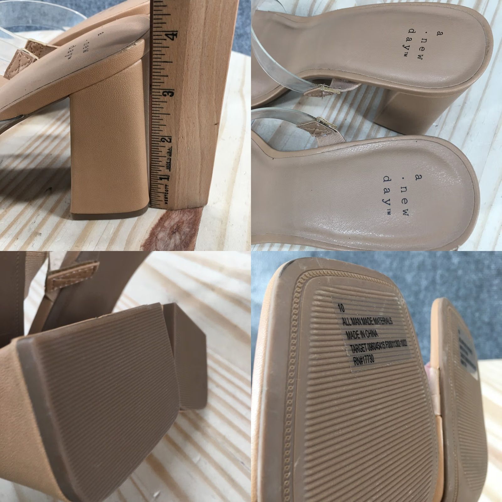 Vintage A New Day Sandals Slide Brown Faux Leather Slip On Casual Block Heels Womens 10 Size US 10 / IT 40 - 9 Thumbnail