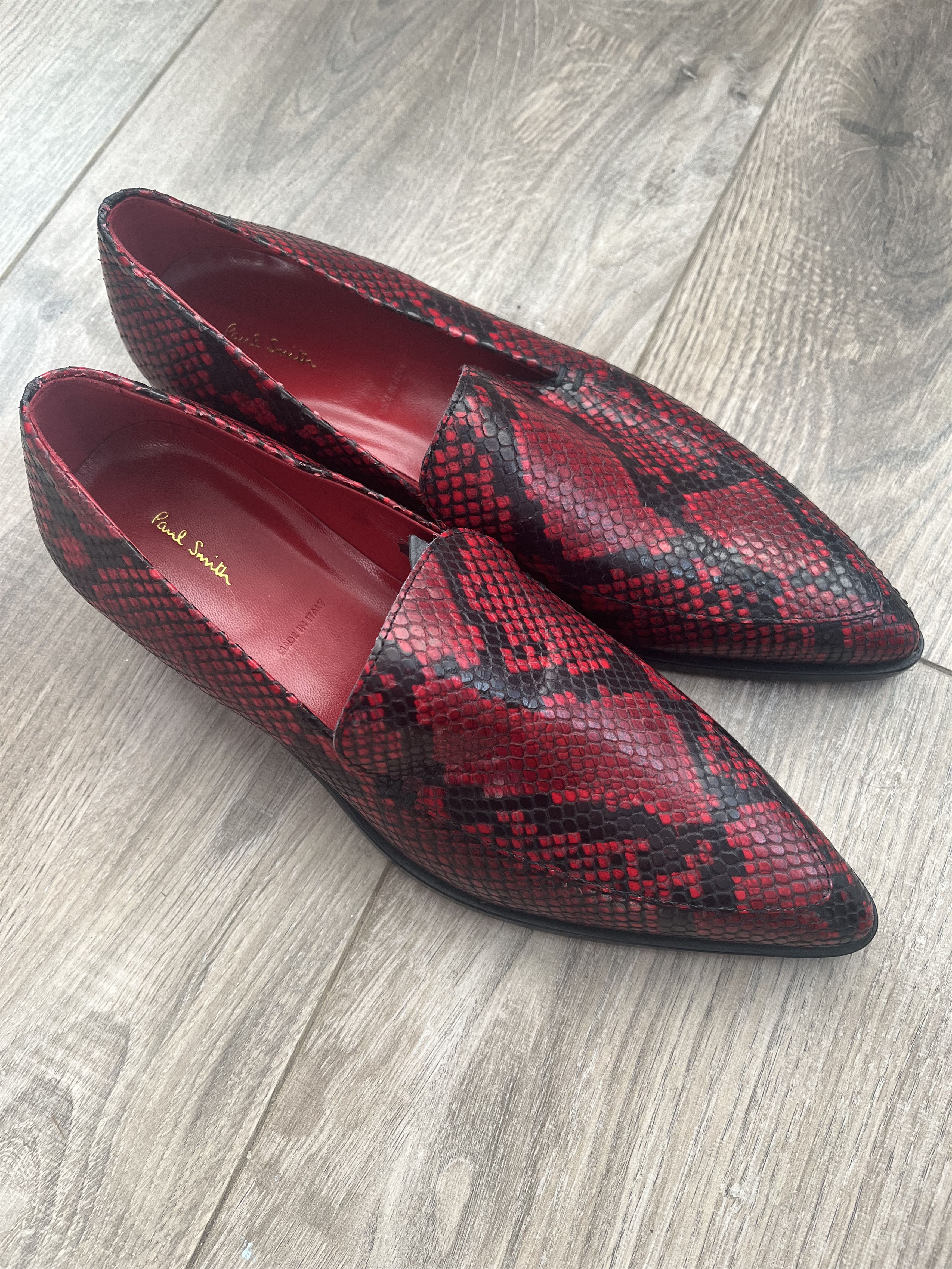 Paul Smith Red and black leather snakeskin design loafers/flats Size US 10 / IT 40 - 13 Thumbnail