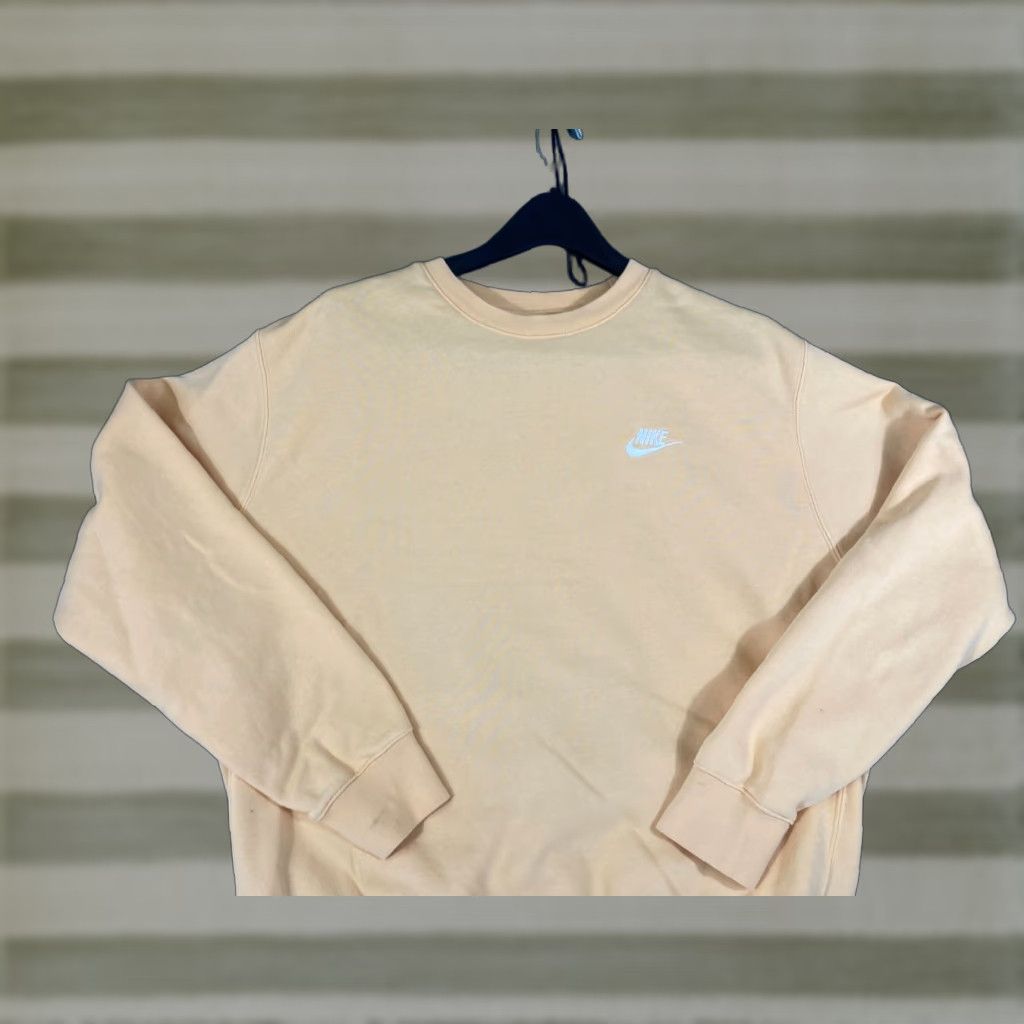 Nike Nike Sportswear Pullover Sweatshirt Mens Large Beige Fleece Long Sleeve Logo Crew Neck Size US L / EU 52-54 / 3 - 1 Thumbnail