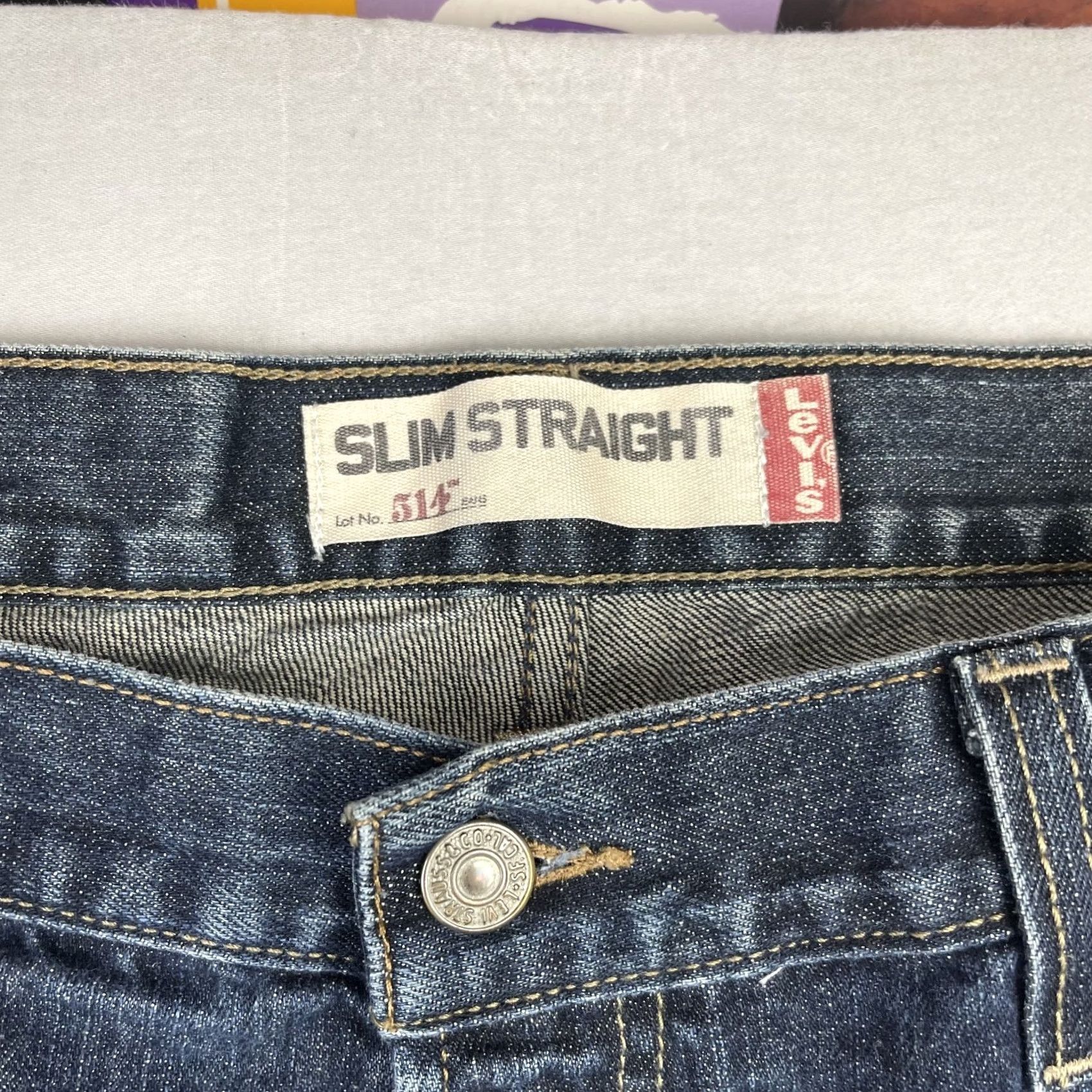 Levi's Levi's 514 Jeans Mens 38x32 Blue Denim Slim Straight Distressed Red Tab USA Logo 5-Pocket Jeans Mens Regular Jeans Size US 38 / EU 54 - 6 Thumbnail