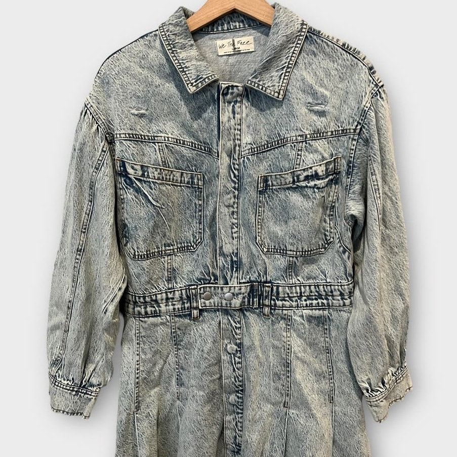 Free People FREE PEOPLE Chain Of Command Denim Minidress Size Large Size L / US 10 / IT 46 - 4 Thumbnail