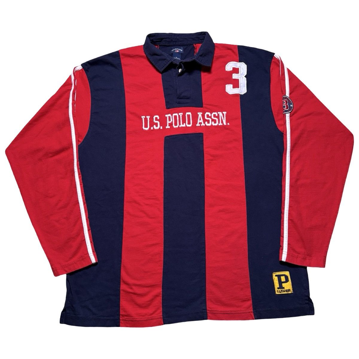 U.S. Polo Assn. US Polo Assn Men's XL Long Sleeve Rugby Shirt Black Striped Size US XL / EU 56 / 4 - 1 Thumbnail