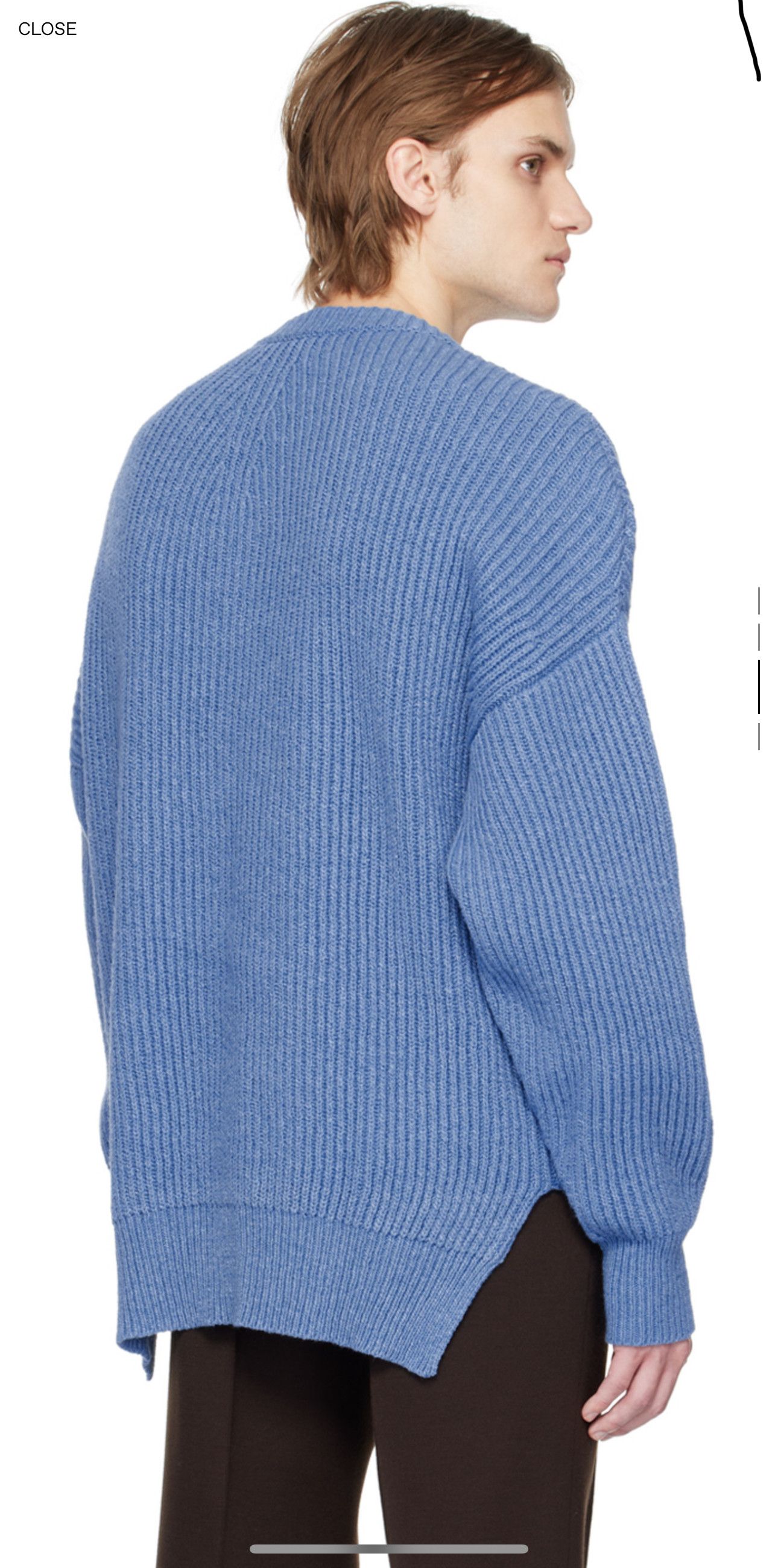 Jil Sander Blue Ribbed Knit Heavyweight Sweater sz 50 Size US L / EU 52-54 / 3 - 3 Thumbnail