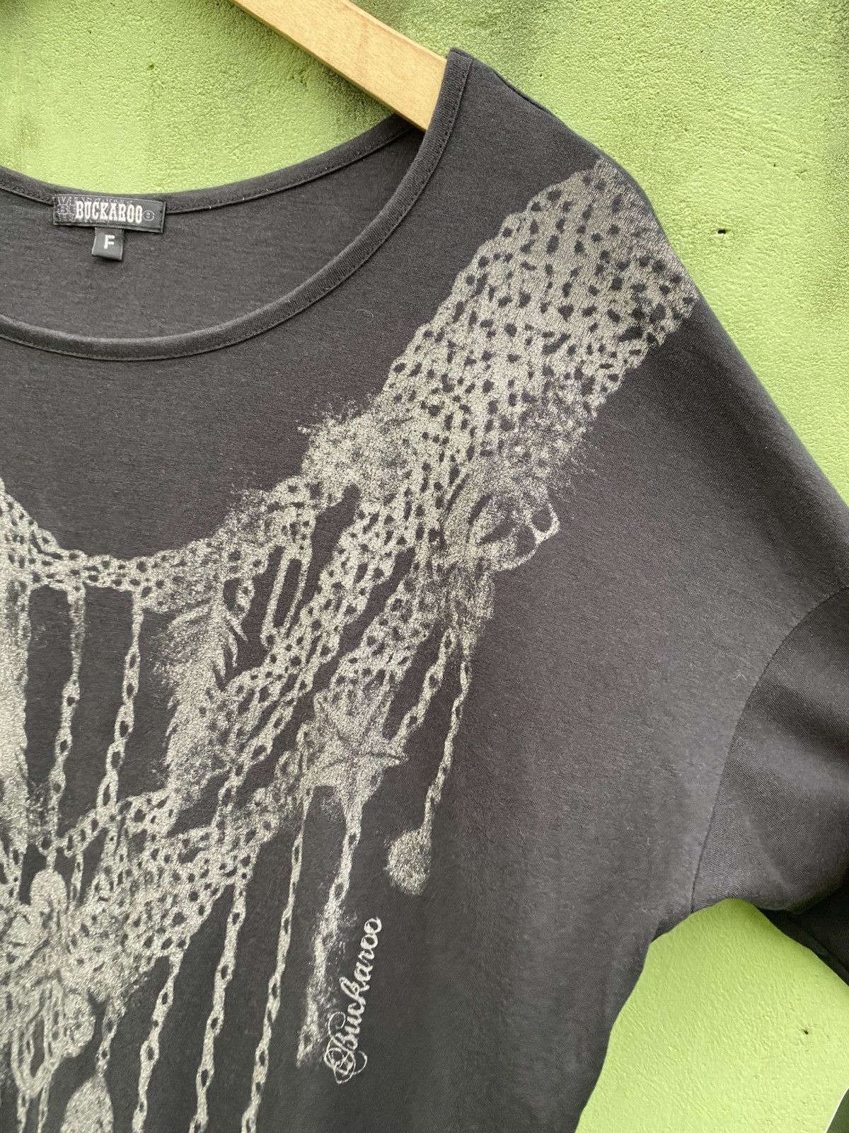 BUCKAROO Buckaroo Jeans Japanese Dark Gothic Chain Print Long Sleeve Size ONE SIZE - 4 Thumbnail