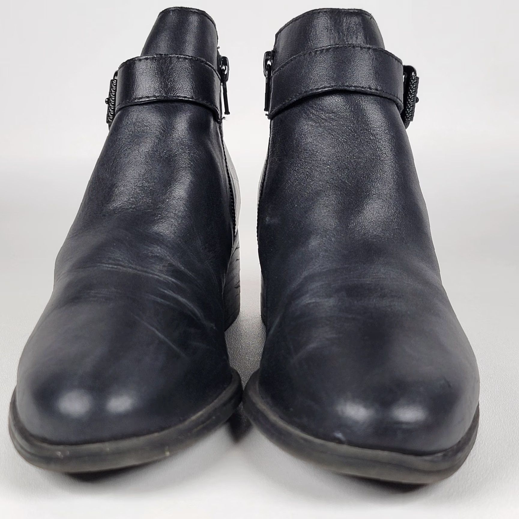 Naturalizer Naturalizer Drewe Black Leather Ankle Boots Z2174 7.5 M Women Bootie Leather Upper Insole Leather Outsole Mid Heel Block Vintage No Size US 8 / IT 38 - 2 Thumbnail