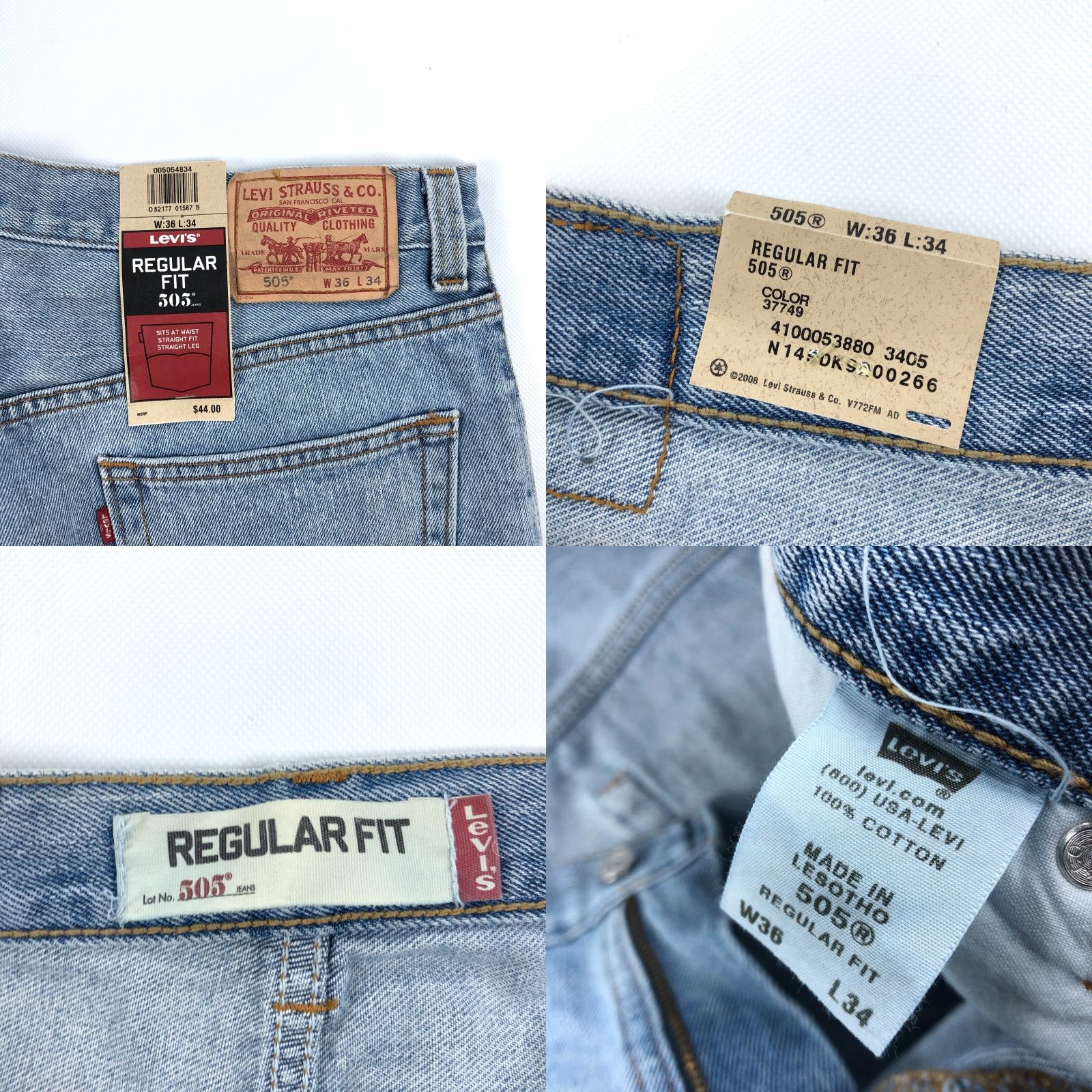 Levi's VINTAGE Levi's Jeans Mens 36x34 Straight Light Wash 505 Blue Denim Pants Y2K NOS Regular Waist 36 Mens Rocker USA 5-Pocket Denim Jeans Size US 36 / EU 52 - 8 Thumbnail