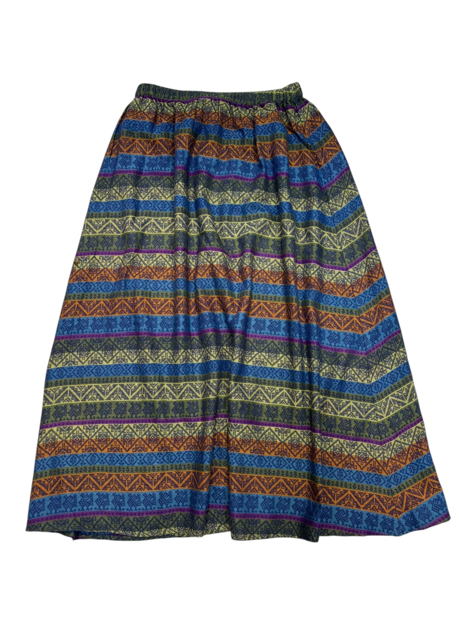 Kapital 🔥BOHO TRIBAL HIPPIE MIDI SKIRT ELASTIC WAIST Size 26" / US 2 / IT 38 - 4 Thumbnail