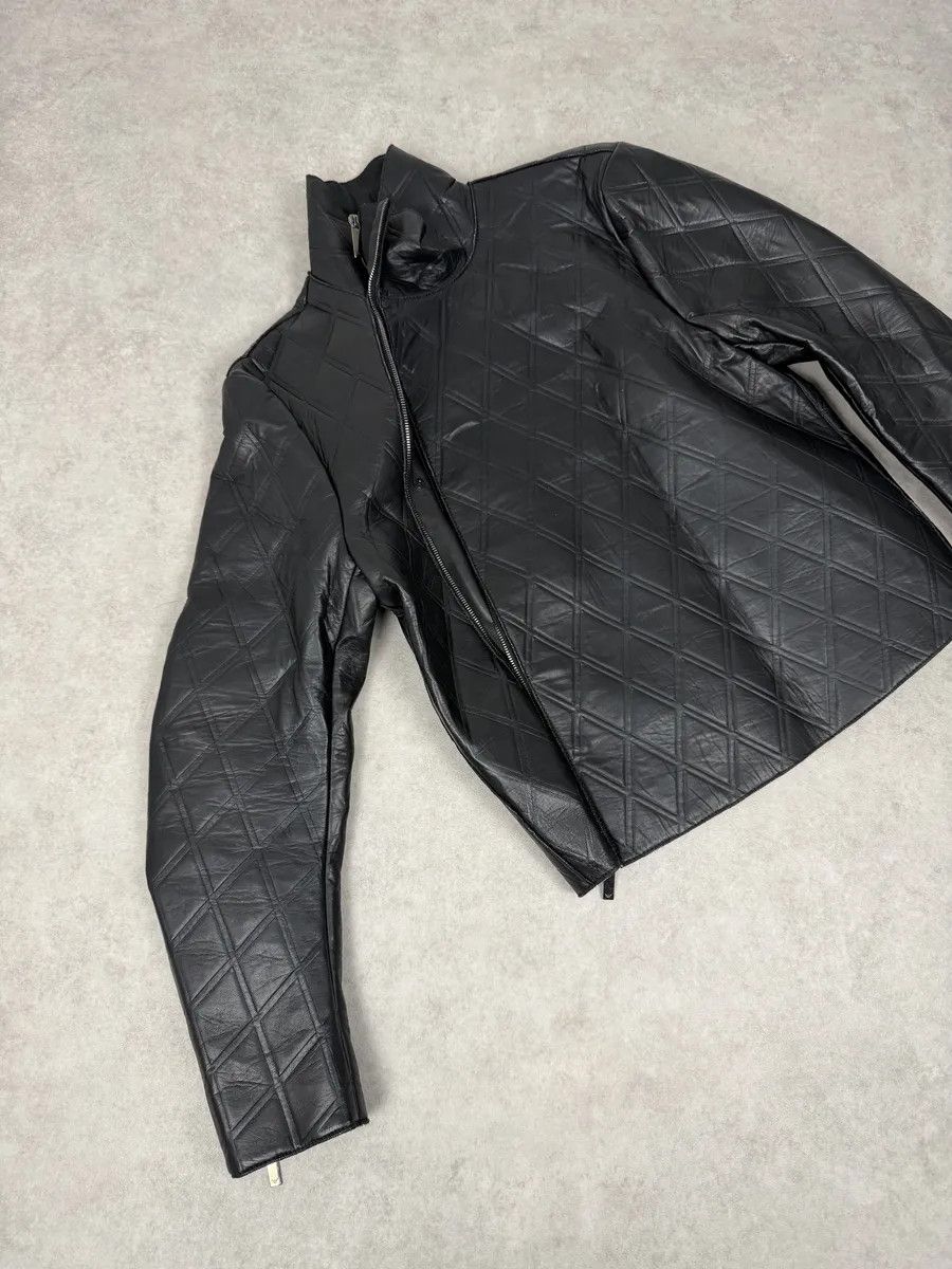 Emporio Armani AW2013 Emporio Armani Black Asymmetrical Losange Leather Jacket Size US S / EU 44-46 / 1 - 12 Thumbnail