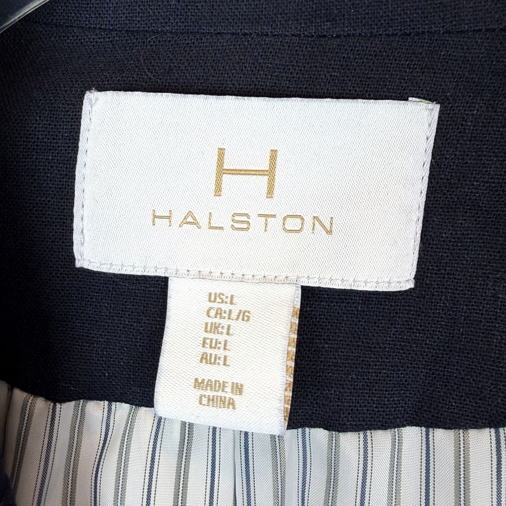 Halston H Halston Blazer Womens Large Navy Blue Linen Blend Lagenlook Minimalist Size L / US 10 / IT 46 - 3 Thumbnail