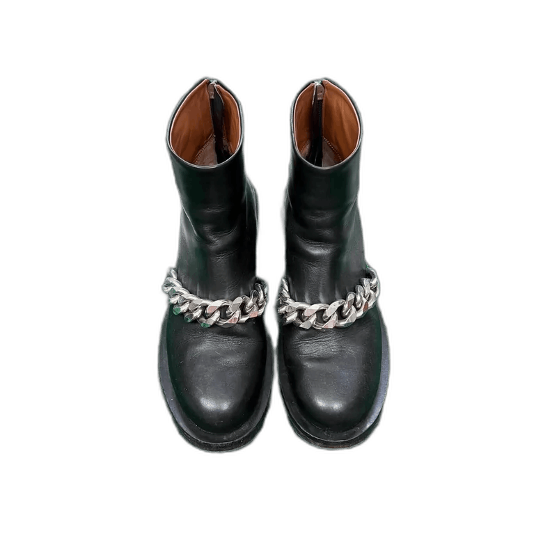 Givenchy Givenchy Black Leather Chain Ankle Boots Size US 8 / IT 38 - 1 Thumbnail