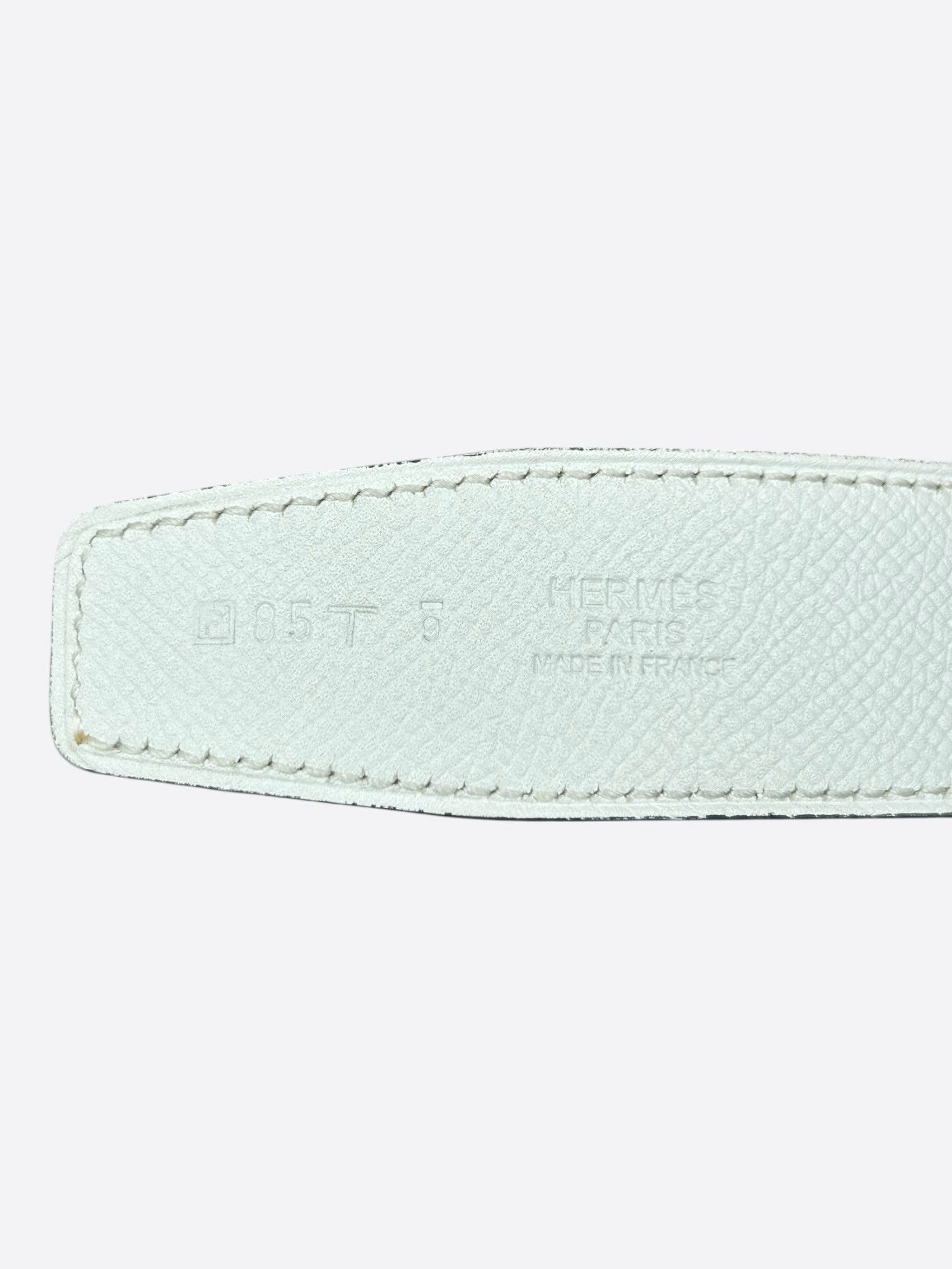 Hermes White & Light Blue Palladium Constance Reversible Belt Size 30 - 3 Thumbnail