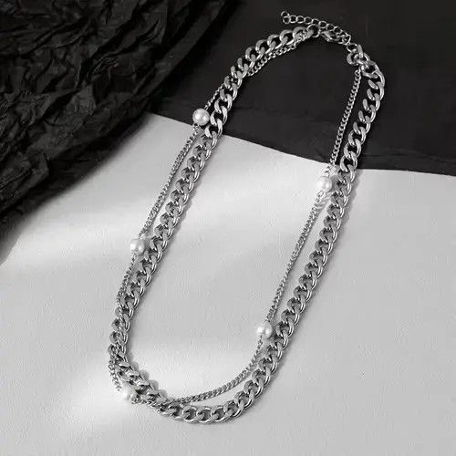 Other Pearl Stacked Stainless Steel Necklace Size ONE SIZE - 2 Thumbnail
