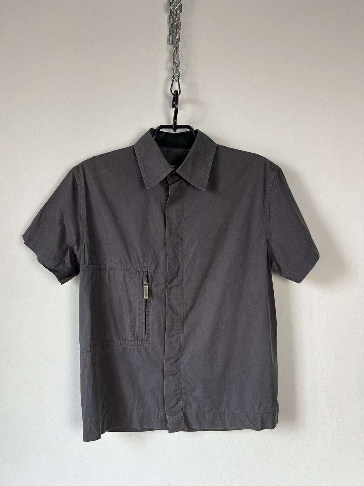 image of Dirk Bikkembergs x Vintage Dirk Bikkemgergs Cropped Shirt Size M in Grey, Men's
