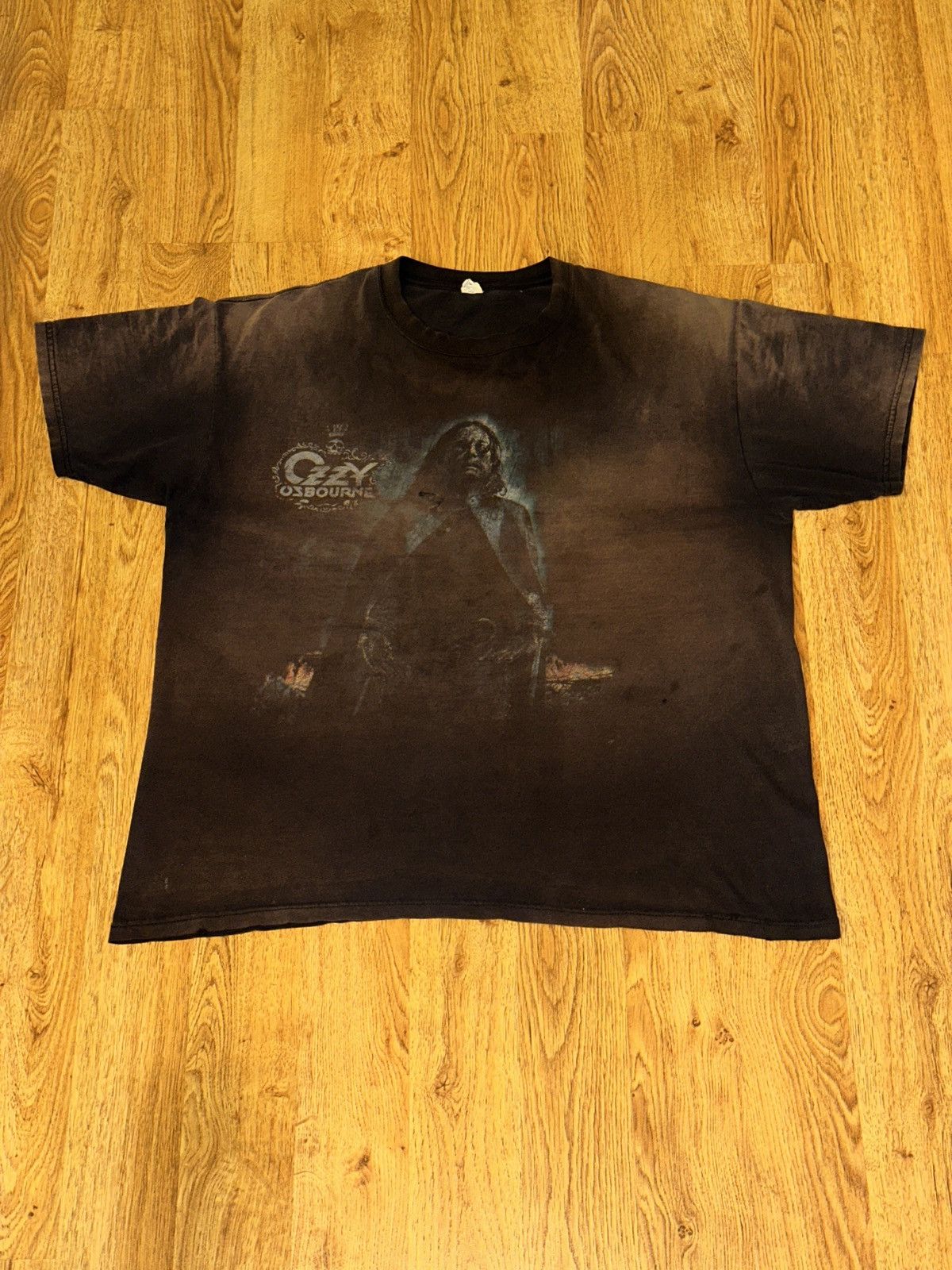 Rap Tees SUPER FADED: Y2K OZZY OSBOURNE Black Rain Graphic Rock Tee Size US XL / EU 56 / 4 - 1 Thumbnail