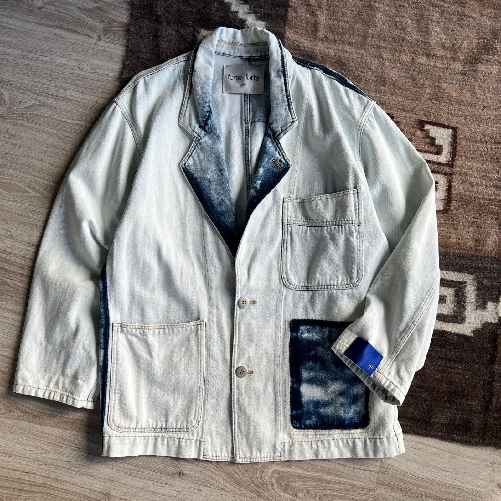 forte_forte Forte Forte Denim Set Jacket Wide Leg Pants Indigo Patch Wom Size L / US 10 / IT 46 - 4 Thumbnail