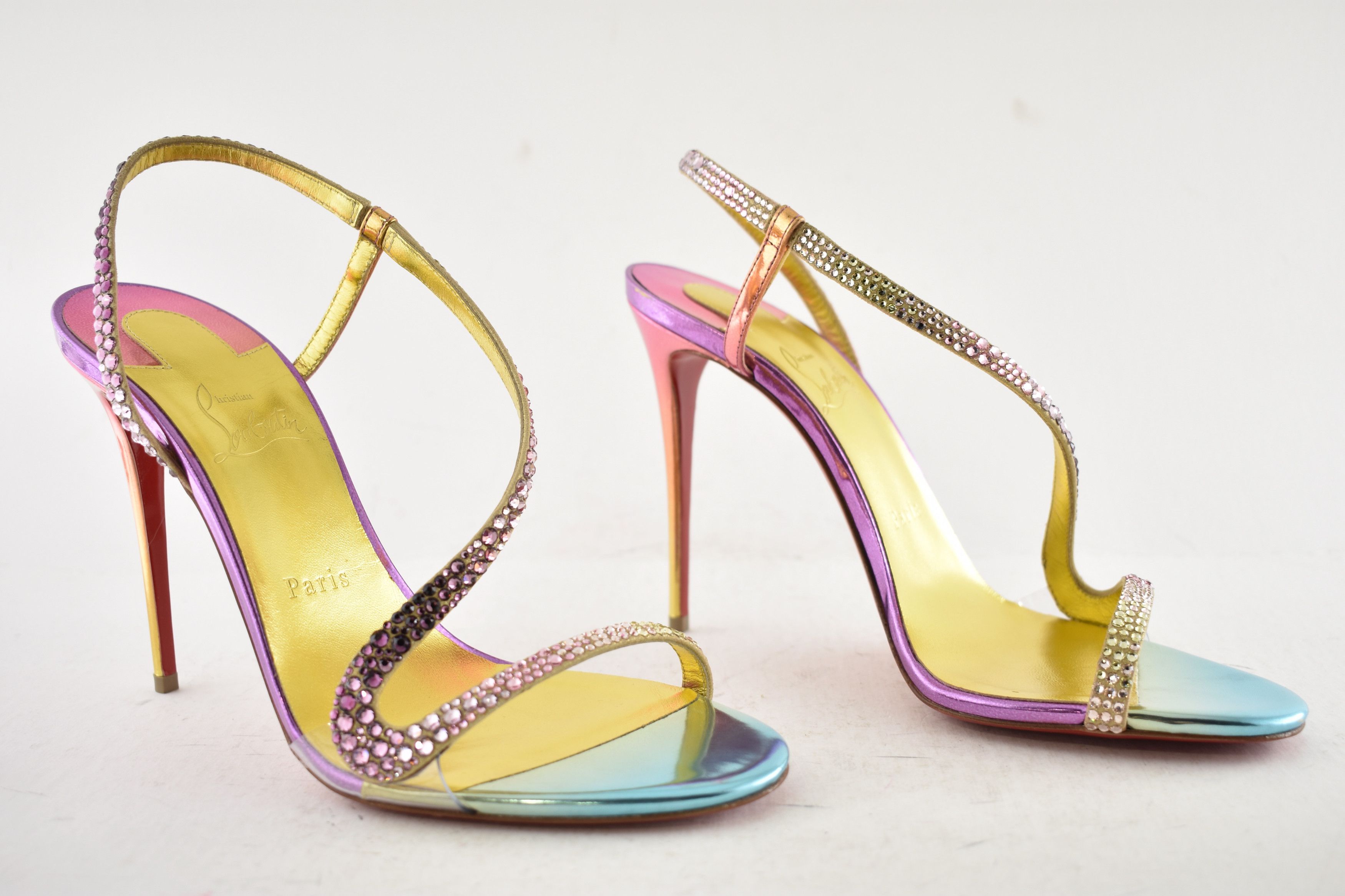 Christian Louboutin Rosalie Strass Boreal 100 Ankle Strap Sandal Heel Pump 40 Size US 10 / IT 40 - 4 Thumbnail