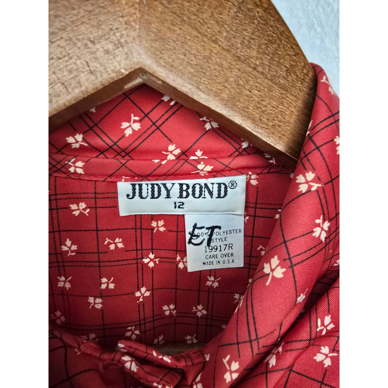Vintage Vintage Tie Neck Blouse Judy Bond Red Floral Polka Dot Shirt Size XL / US 12-14 / IT 48-50 - 7 Thumbnail