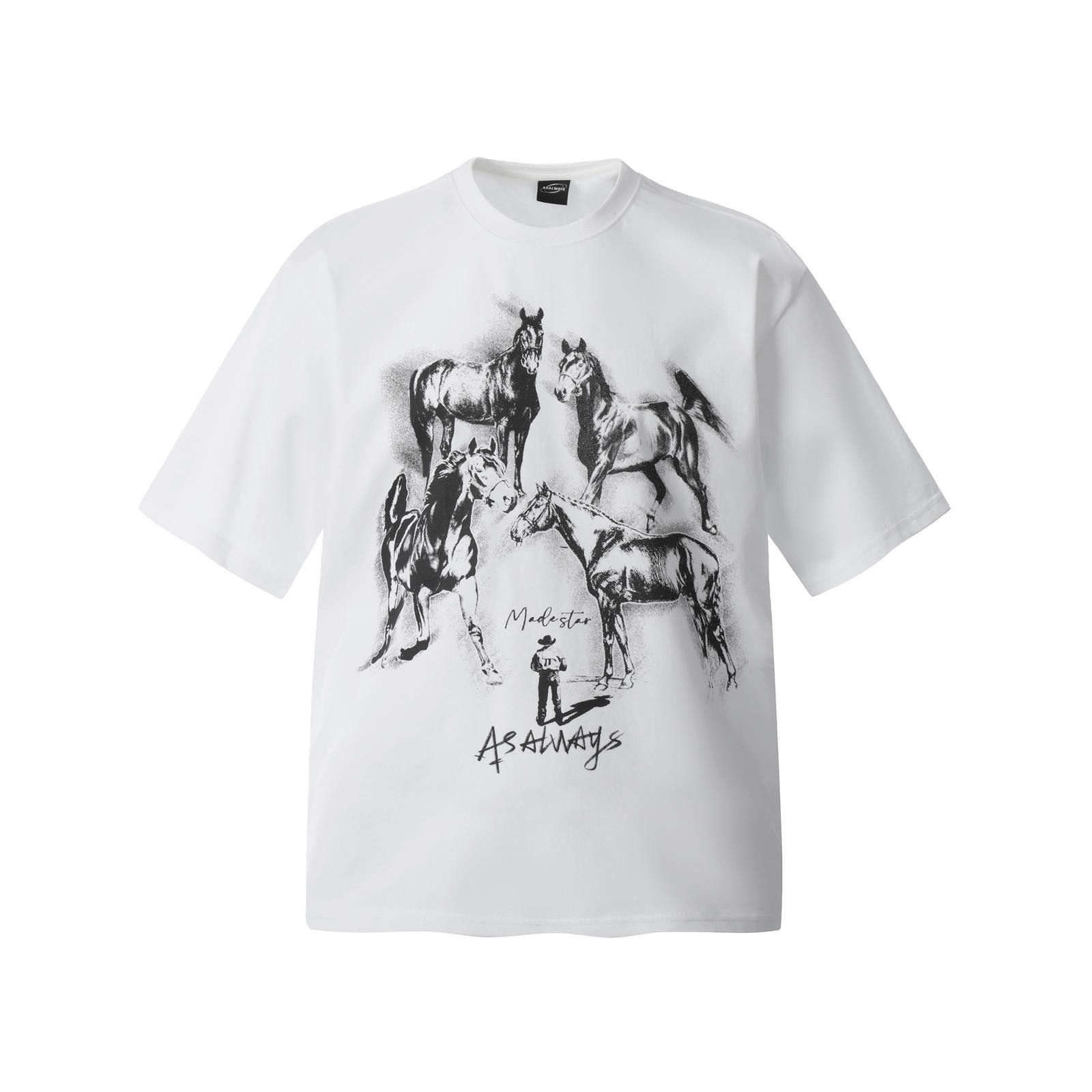 Other Artistic Graphic Tee with Horses - Unique White T-Shirt Size US L / EU 52-54 / 3 - 1 Thumbnail