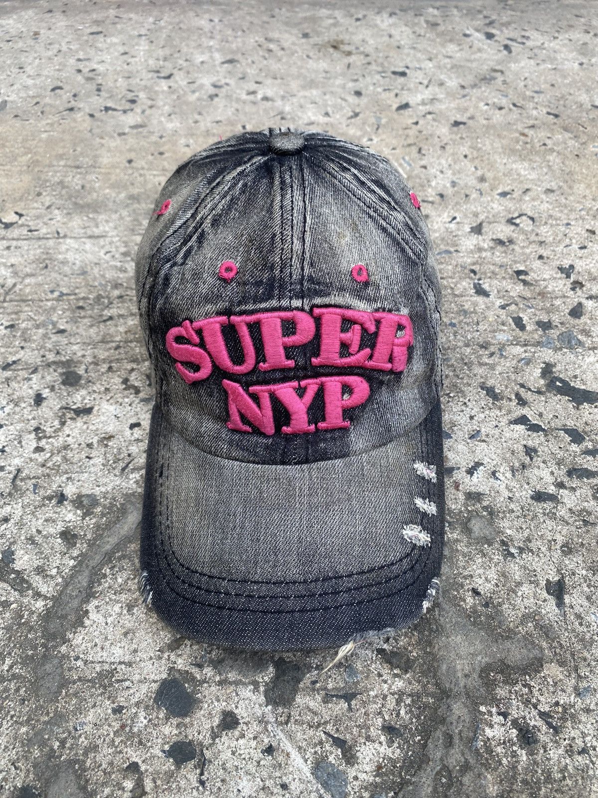 If Six Was Nine × Japanese Brand Y2K Black Denim NYP Distressed Hats Cap Size ONE SIZE - 1 Thumbnail