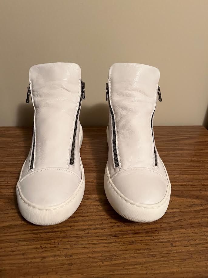 Other White Double Zip Leather High Top Size US 8.5 / EU 41-42 - 3 Thumbnail