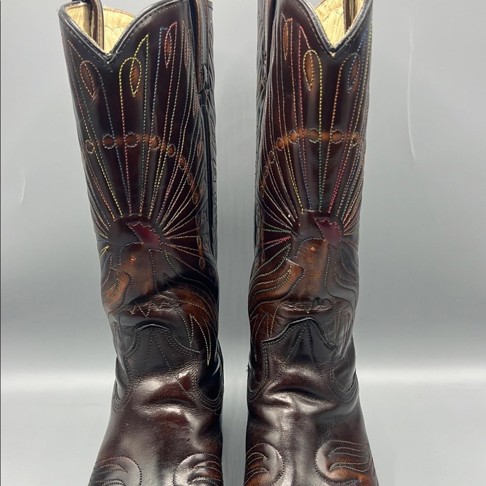 Designer Texas Imperial rainbow peacock cowboy boot Size US 9 / EU 42 - 2 Thumbnail