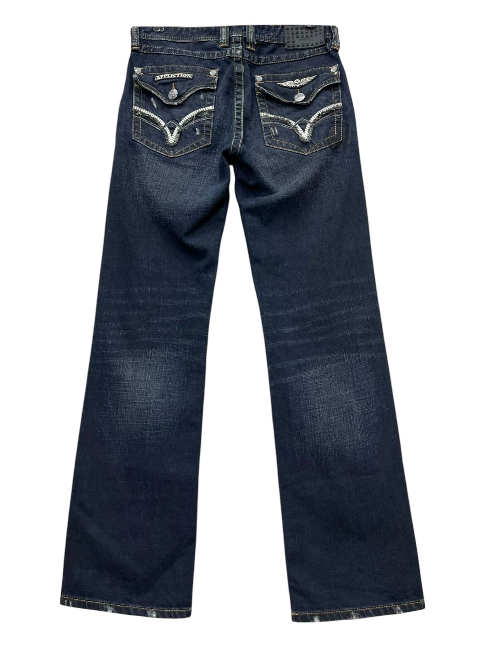Affliction 💀AFFLICTION BLAKE RELAXED STRAIGHT SKULL LOST SOULS Ripped Size US 31 - 6 Thumbnail