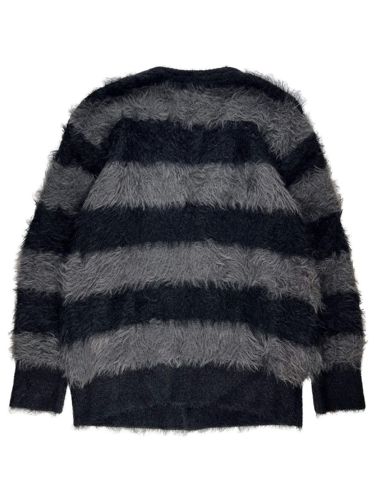 Number (N)ine Number (N)ine Mohair Furry Striped Cardigan Sweater Grey Size US S / EU 44-46 / 1 - 2 Thumbnail
