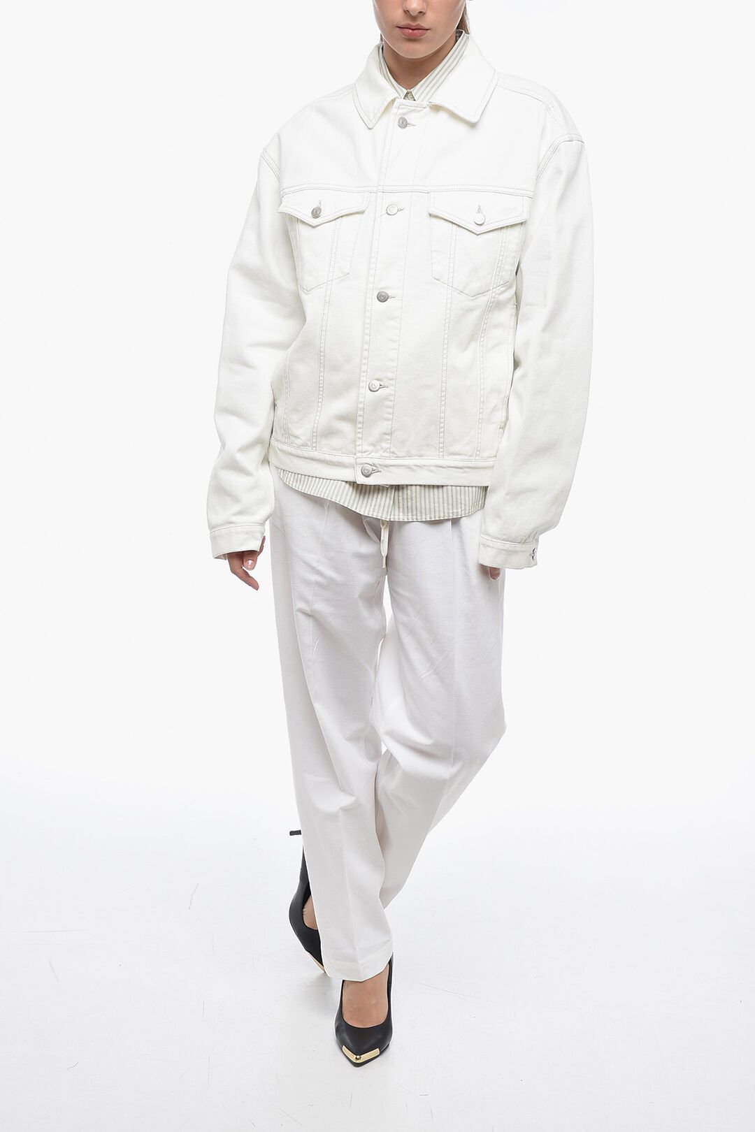 Maison Margiela og1mm1224 Denim Jacket in White Size M / US 6-8 / IT 42-44 - 4 Thumbnail