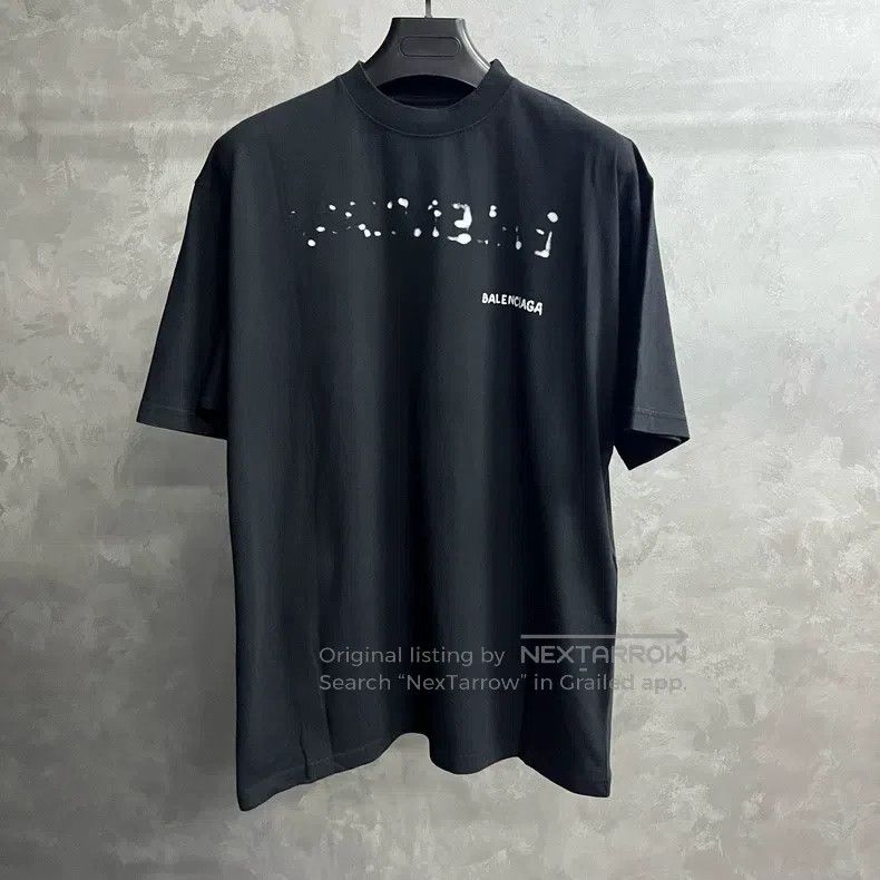 Balenciaga Balenciaga Black Logo Print Plain Knit Short Sleeve Size US S / EU 44-46 / 1 - 1 Thumbnail