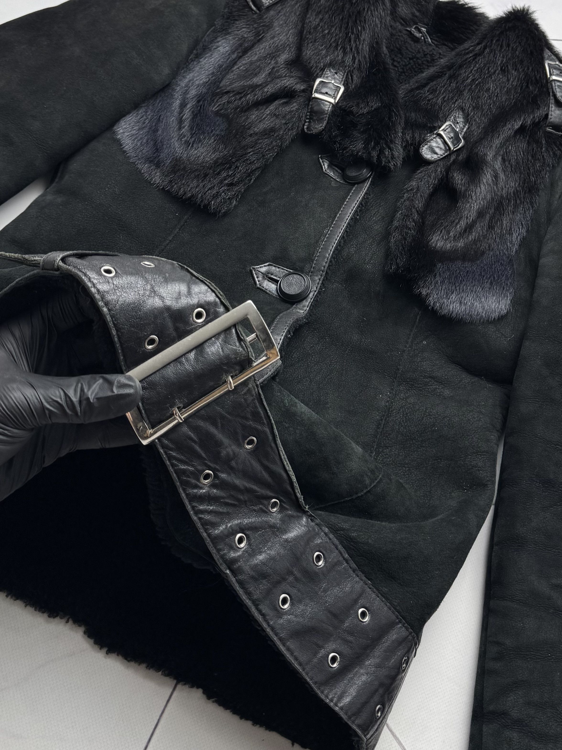 Vintage Vintage Real Sheepskin Cropped Jacket With Straps(B409)E2D15 Size S / US 4 / IT 40 - 8 Thumbnail