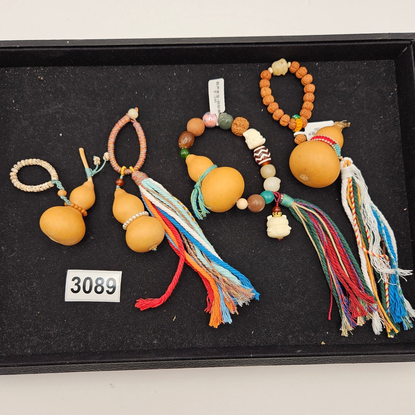 Other LOT OF 4 - CHINESE NATURAL GOURD KEYCHAIN RUDRAKSH FENG SHUI Size ONE SIZE - 1 Thumbnail