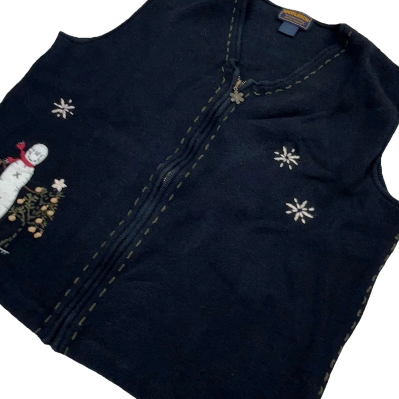 Vintage VINTAGE Woolrich Sweater Women L Black Vest Knit Snow Man Winter Christmas Size L / US 10 / IT 46 - 2 Thumbnail