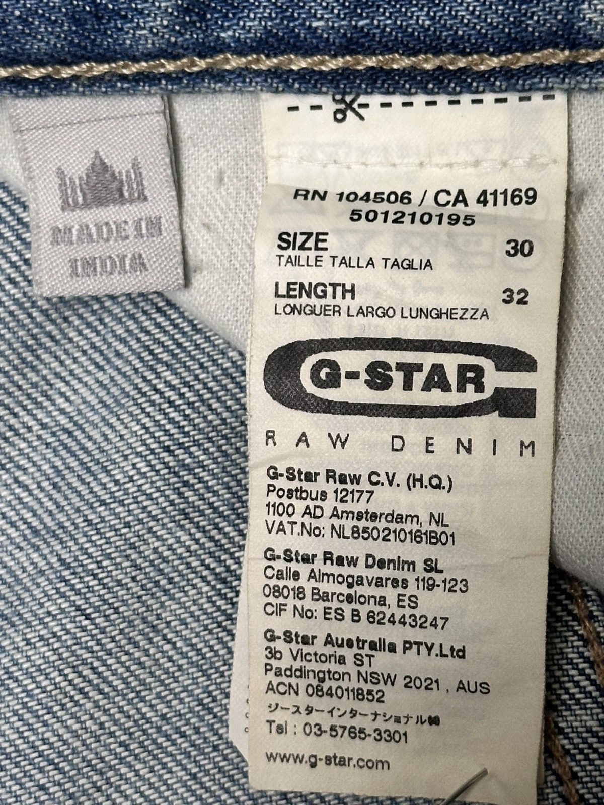 G-Star G-Star Raw 3301 Slim Fit Distressed Denim Jeans Faded Wash Size US 31 - 13 Thumbnail