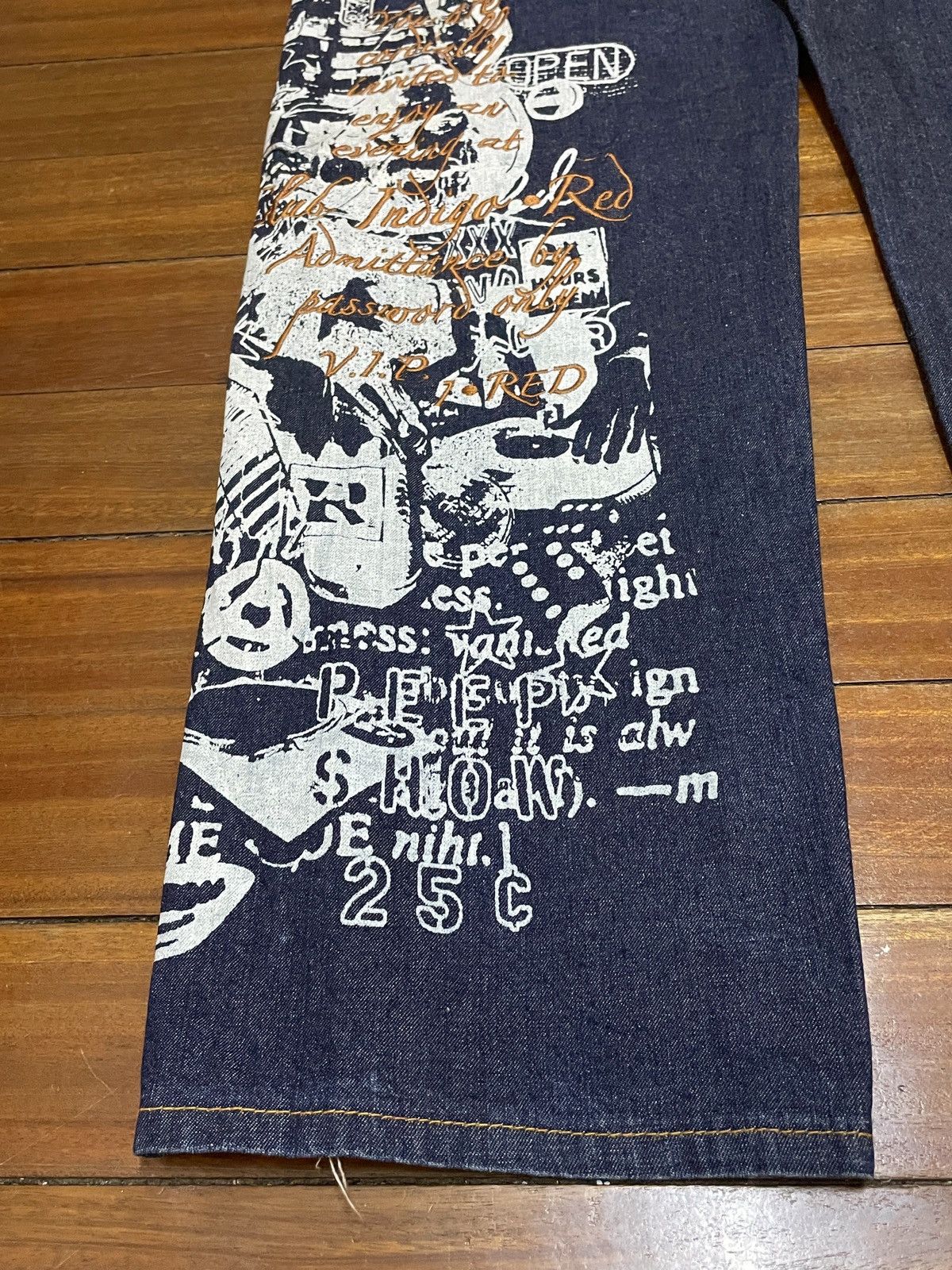 Japanese Brand × Vintage Rare Design Vintage Brand Indigo Red Sukajan Jeans 2000s Size US 34 / EU 50 - 5 Thumbnail