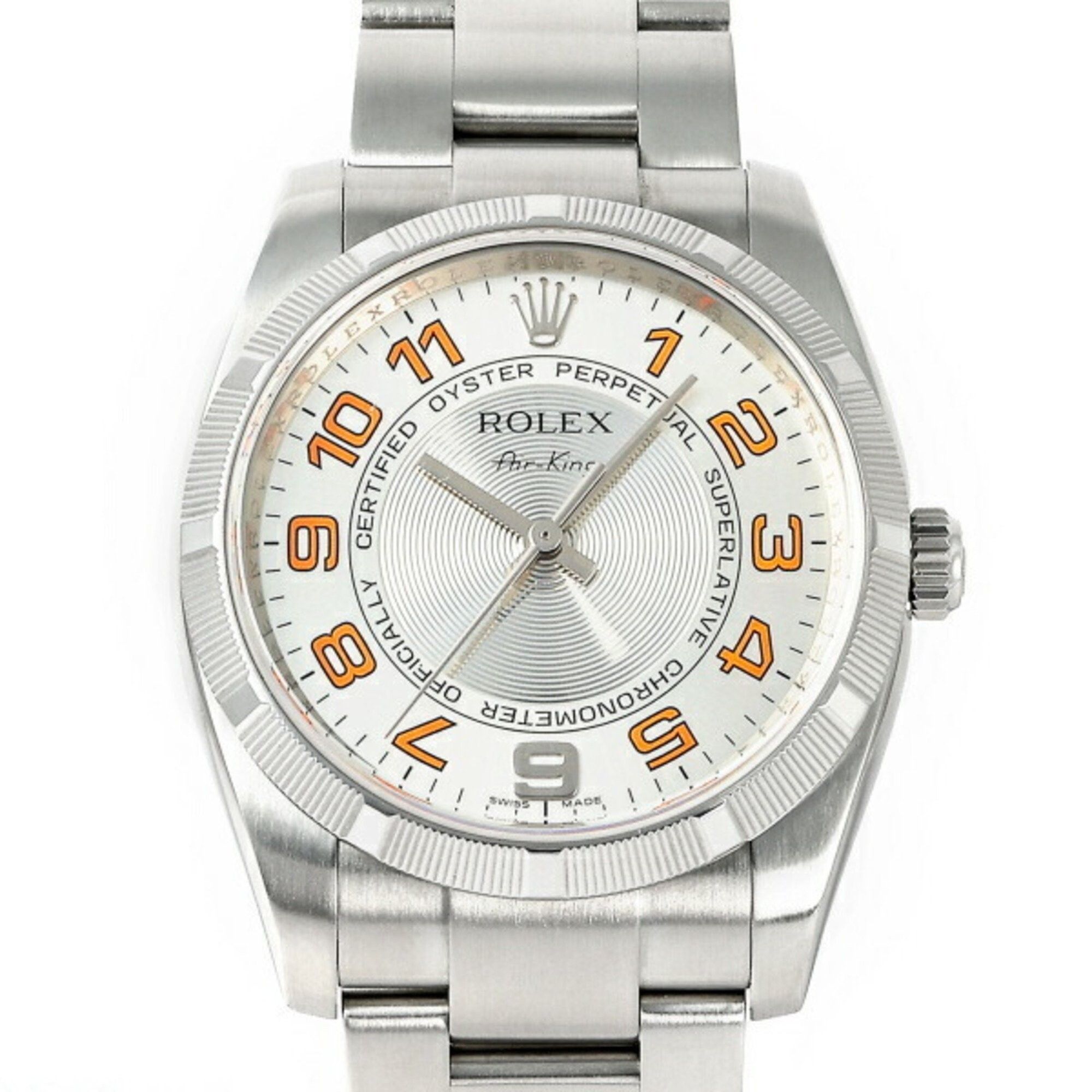 image of Rolex Air King Oyster Perpetual Concentric 114210 Silver Arabic Dial Watch Men's