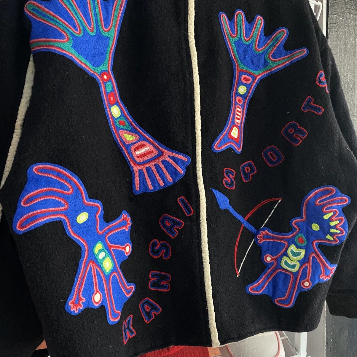 Kansai Yamamoto Vtg 90s Kansai Yamamoto "BASARA" Graphic Wool Bomber Jacket Size US S / EU 44-46 / 1 - 6 Thumbnail
