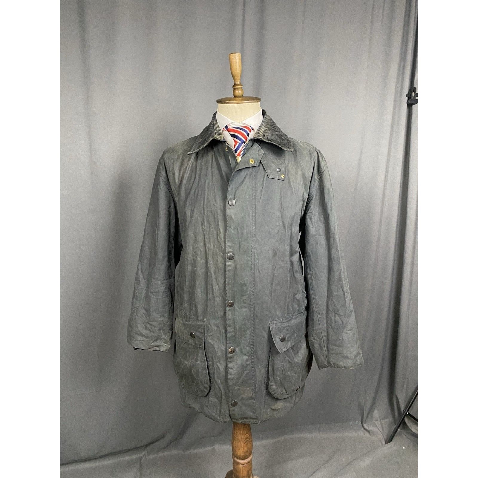 Barbour Barbour Border Vintage Men's Blue Waxed Jacket Size C44 Size US L / EU 52-54 / 3 - 2 Thumbnail