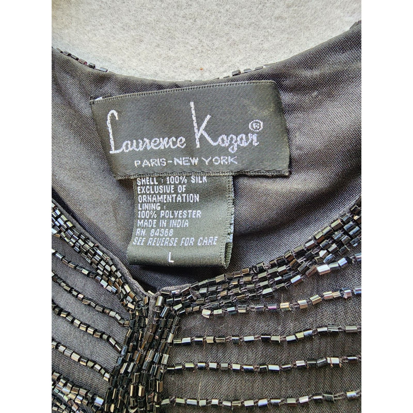 Other Laurence Kazar Silk Beaded Jacket Blazer - Black - Large Size L / US 10 / IT 46 - 6 Thumbnail